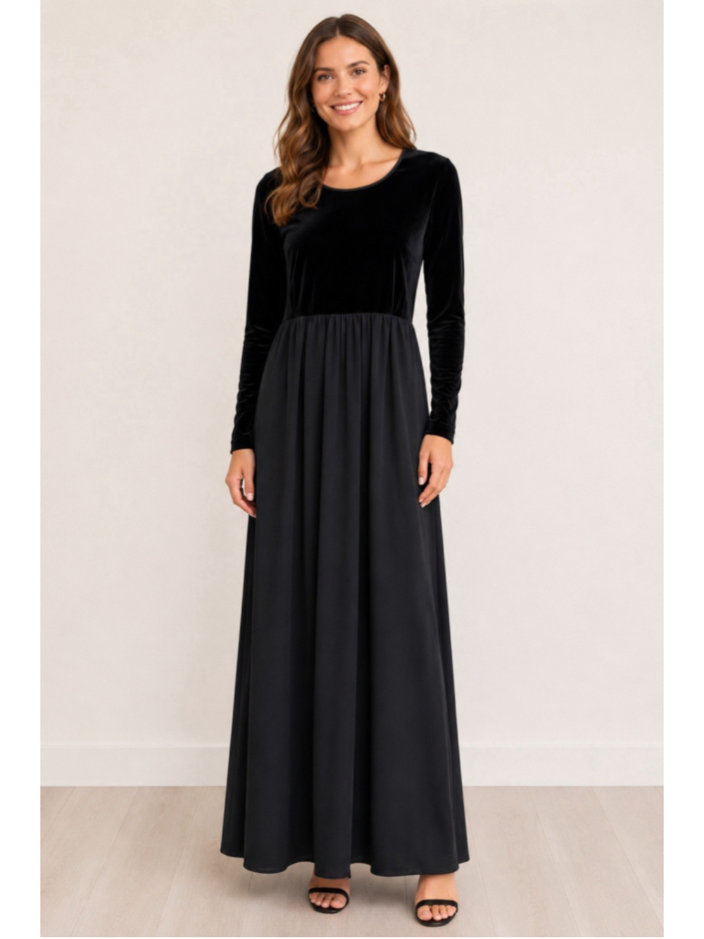 Vintage Laura Ashley Black Velvet Maxi Dress Sz 6 Victorian Dark Cottagecore